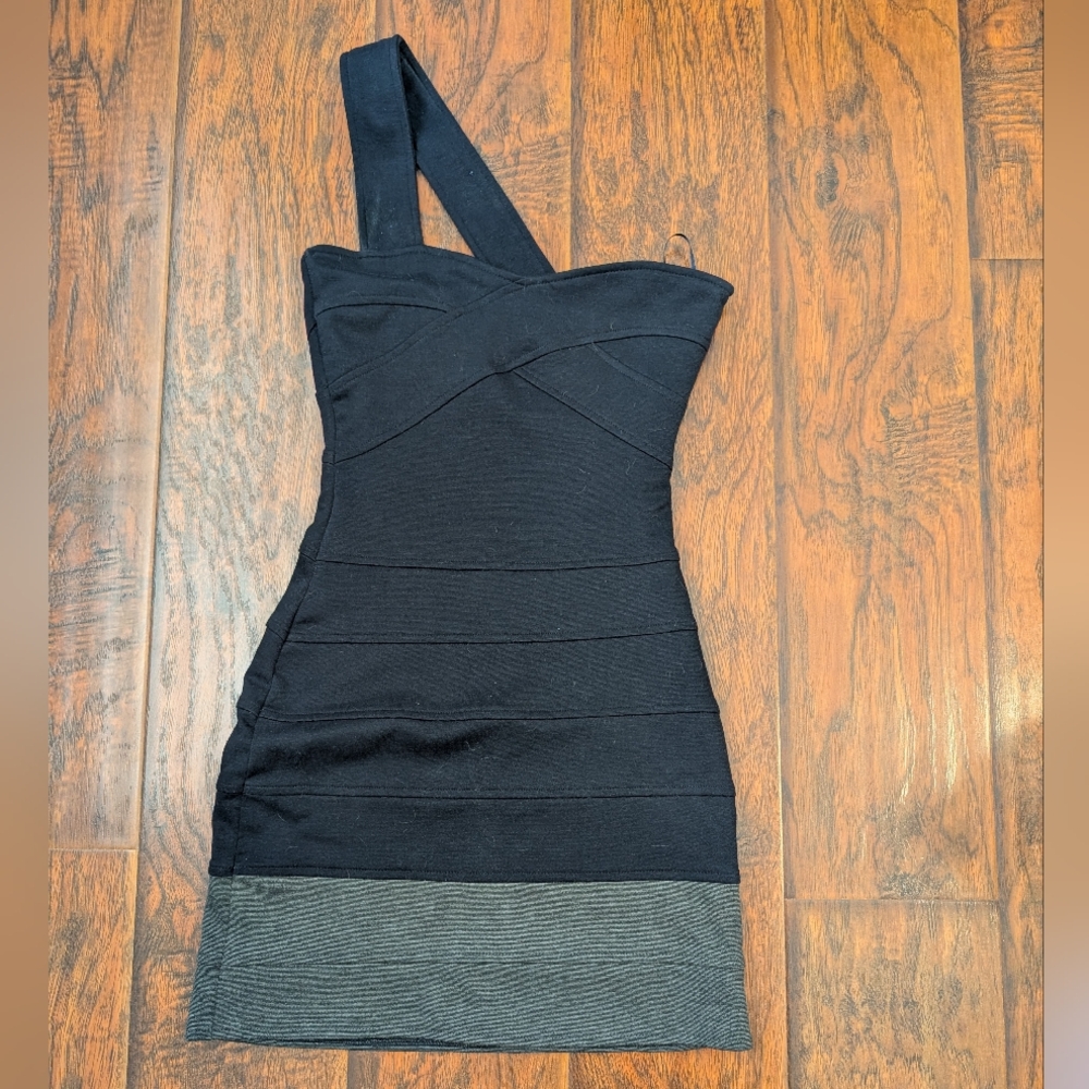 Topshop One Shoulder Navy and Gray Dress